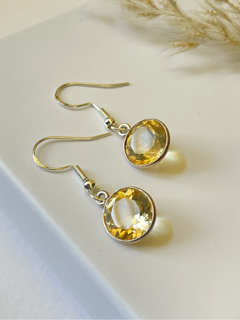 925 sterling silver citrine Dangal earring